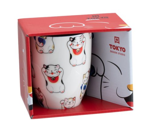 Tokyo Design Studio - Kawaii - Lucky Cat - Mok - W/Cadeauverpakking - Wit - 8.5x10.2cm - 380ml