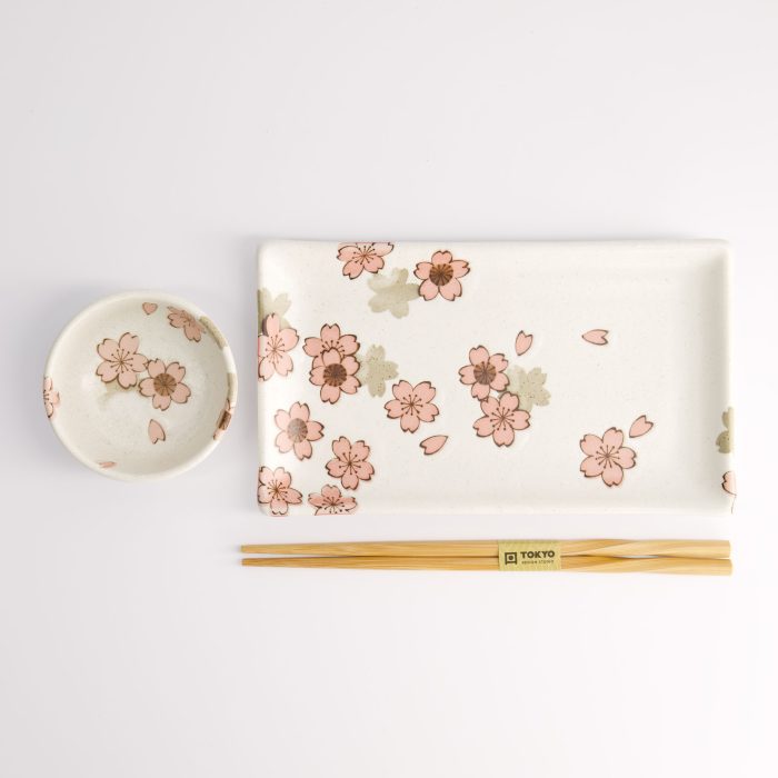 Tokyo Design Studio - Sakura Weiß Sushi-Set - 2-teilig mit Essstäbchen - 22,5x12,7cm & 8,6x3,6cm - Image 3